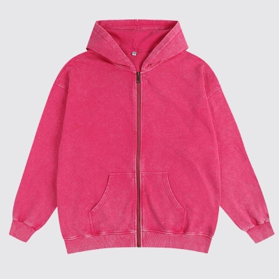 Washed Cotton Zip-Up Hoodie