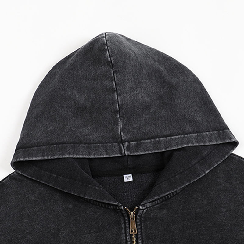 Washed Cotton Zip-Up Hoodie