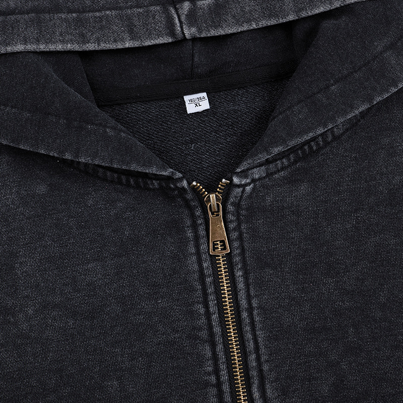 Washed Cotton Zip-Up Hoodie