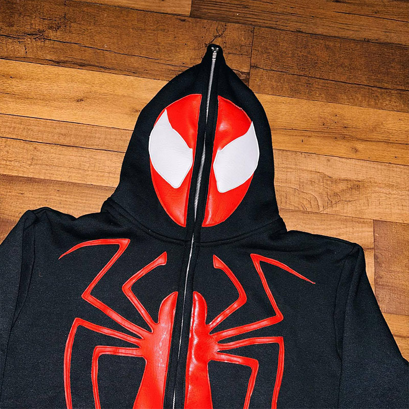 Unisex Spider Print Zip Hoodie