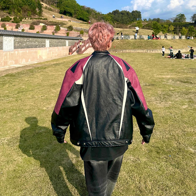 Vintage Colorblocked Leather Jacket