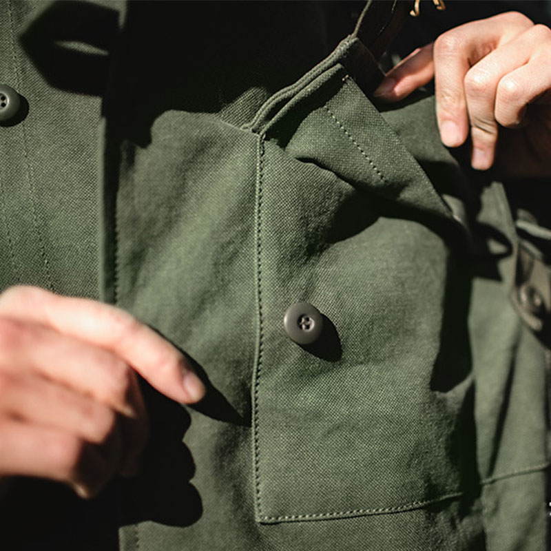 Amekaki Vintage Hunting Military Green Jacket