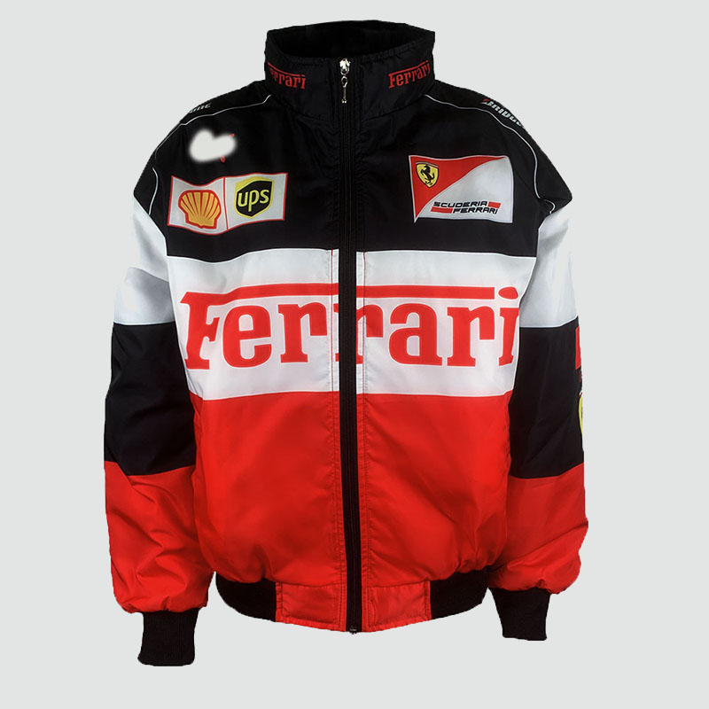 Colorblocked Printed Cotton Racing Jacket