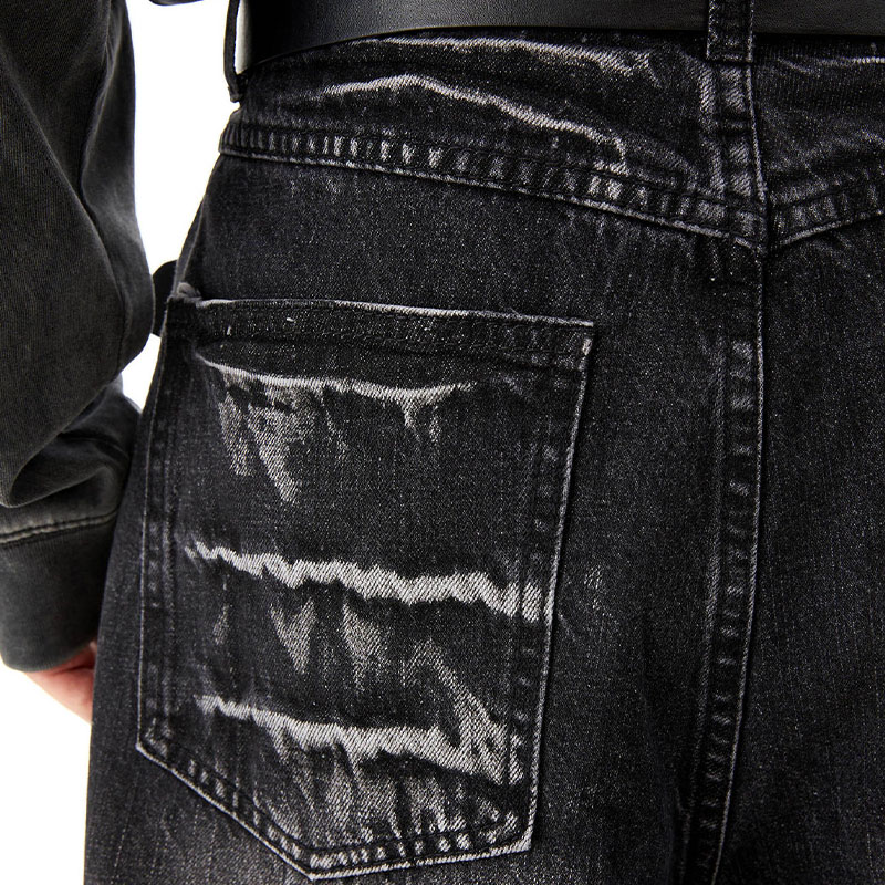 Vintage Aged Lightning Pattern Jeans