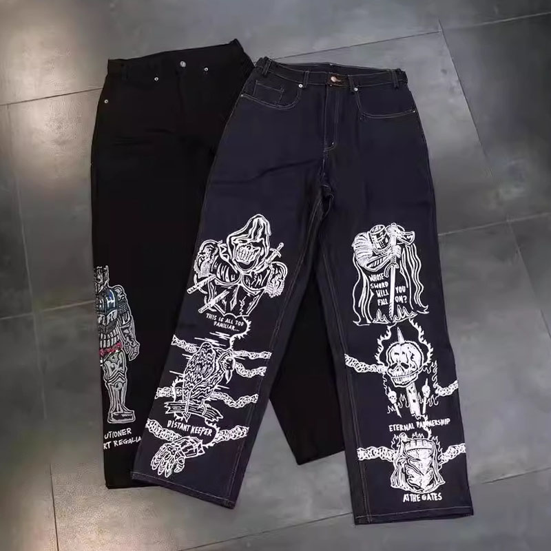 Unisex Gothic Print Jeans