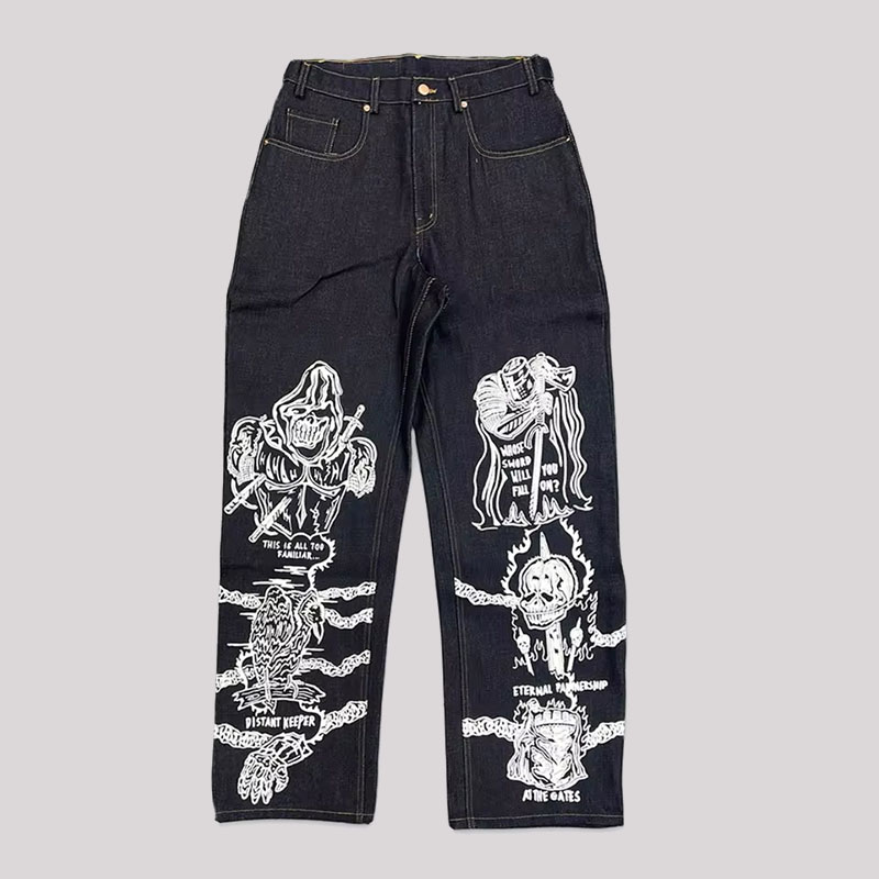 Unisex Gothic Print Jeans