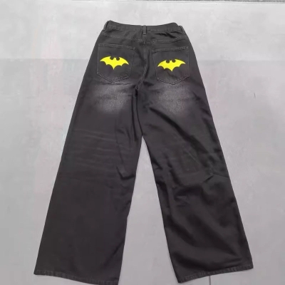 Unisex Y2K Spider Bat Print Jeans