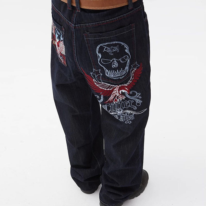 Unisex Y2K Skull Pattern Jeans