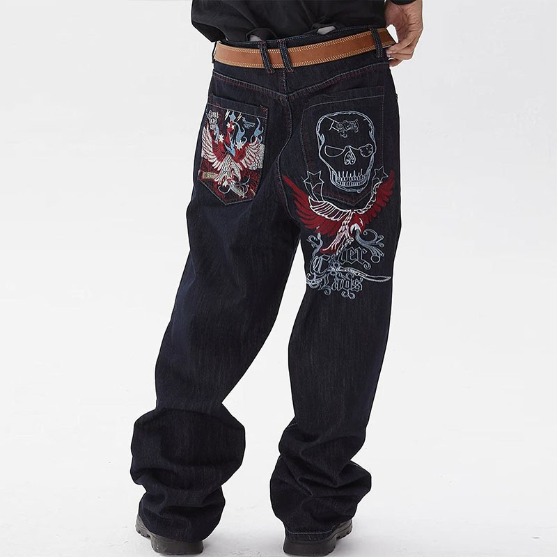 Unisex Y2K Skull Pattern Jeans