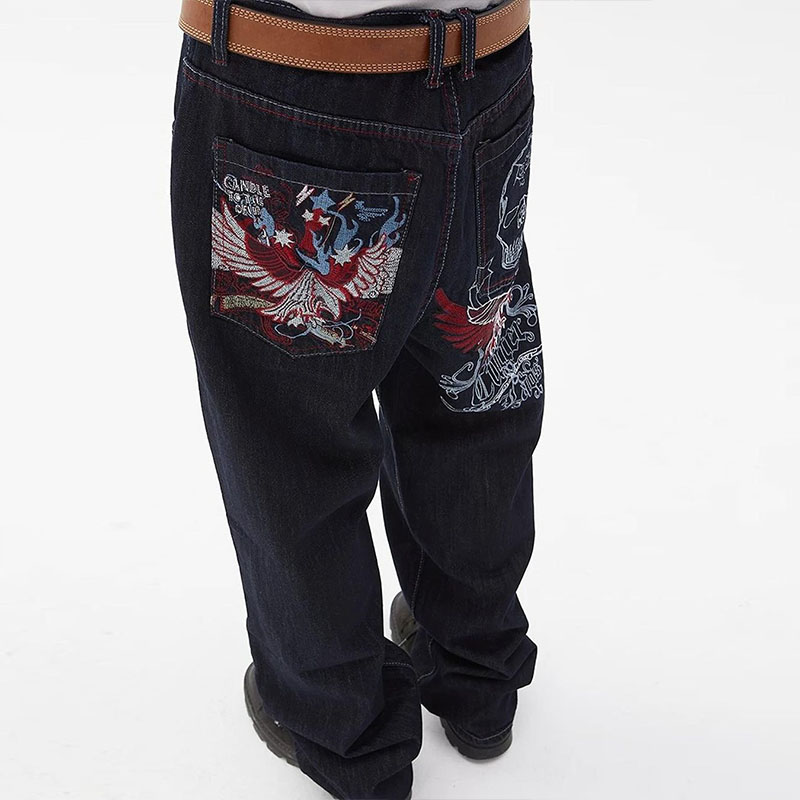 Unisex Y2K Skull Pattern Jeans