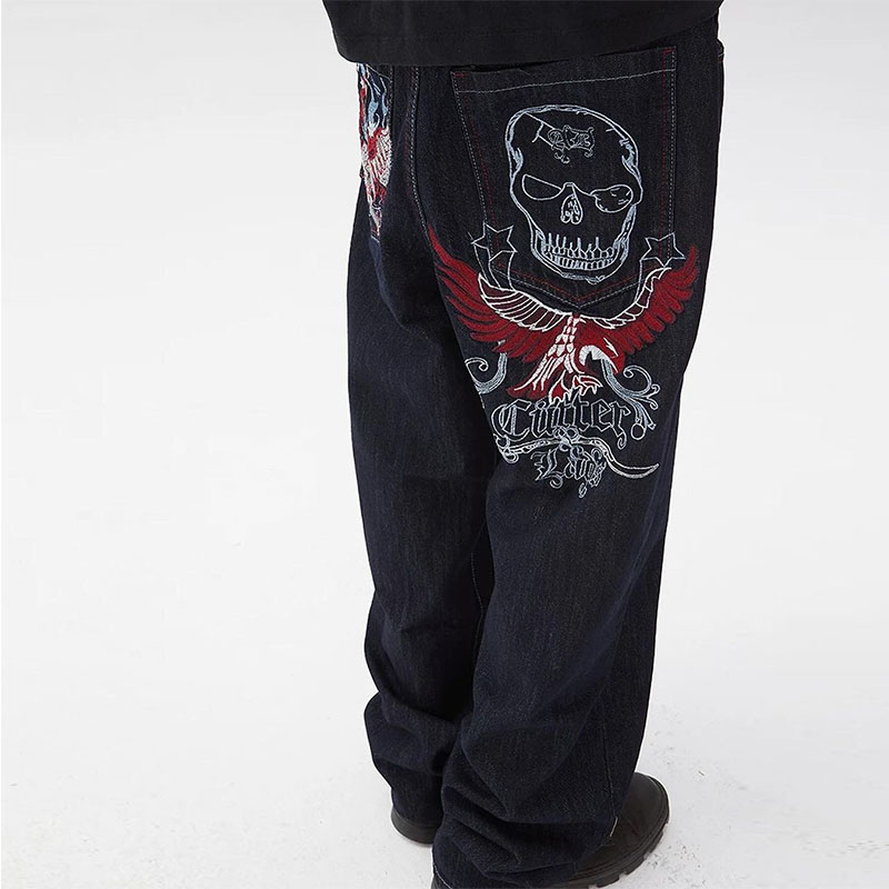 Unisex Y2K Skull Pattern Jeans