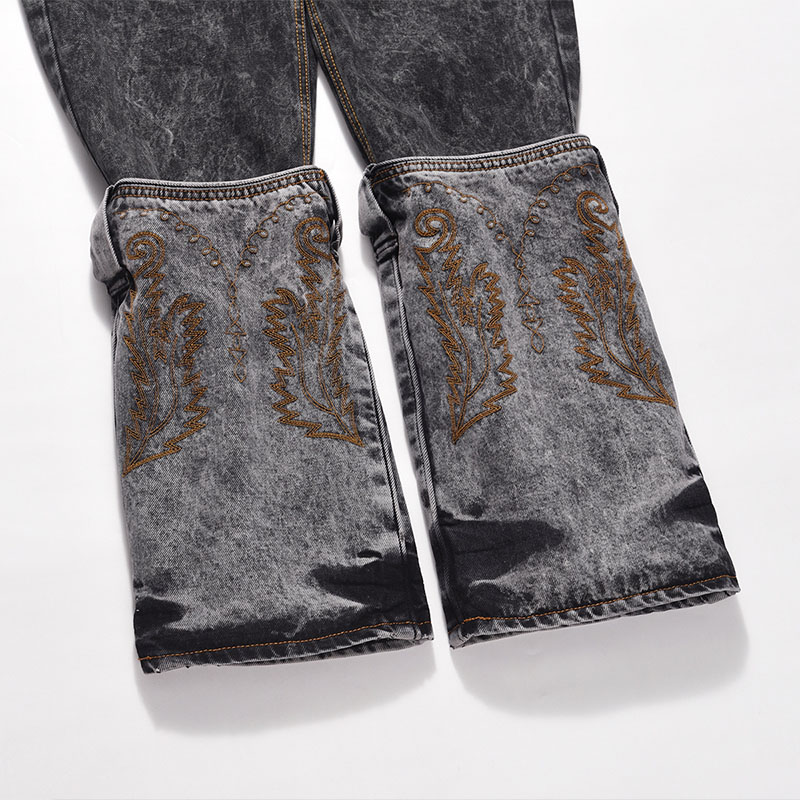 Vintage Fried Snowflake Embroidery Patchwork Jeans