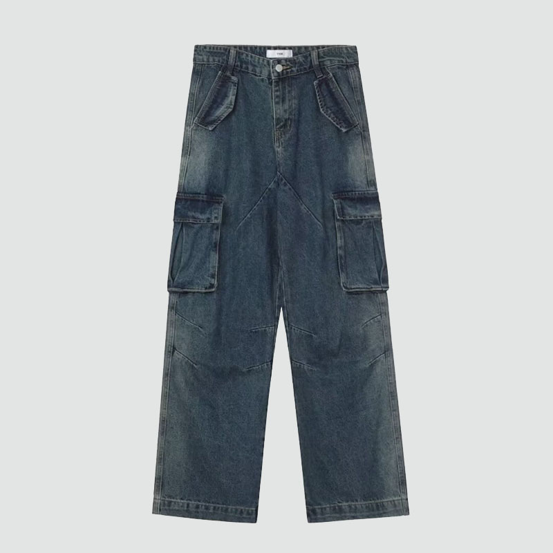 Vintage Multi-Pocket Aged Jeans