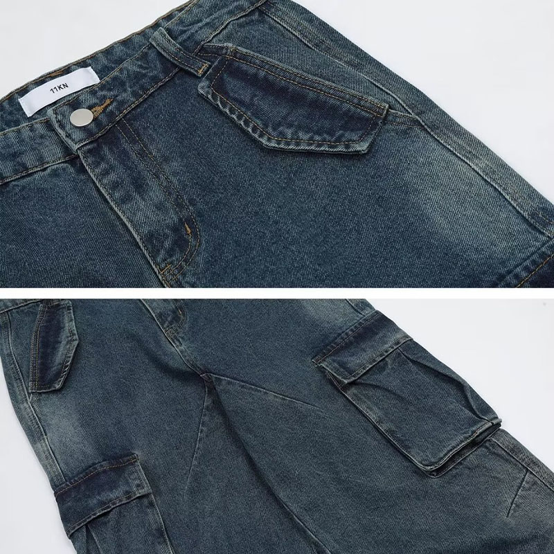 Vintage Multi-Pocket Aged Jeans