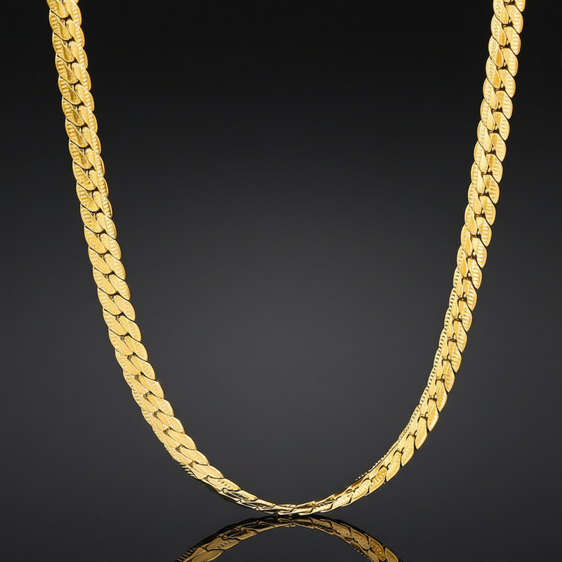 5mm Titanium Steel Embossed Cuban Chain