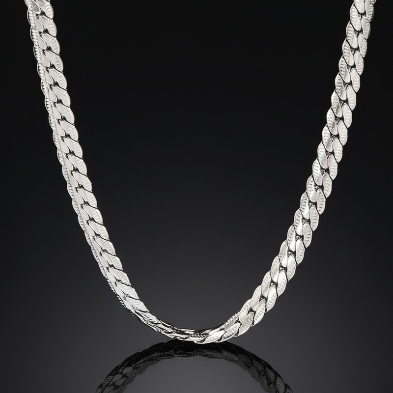 5mm Titanium Steel Embossed Cuban Chain