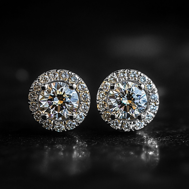 Brilliant Round Cut Halo Stud Earrings