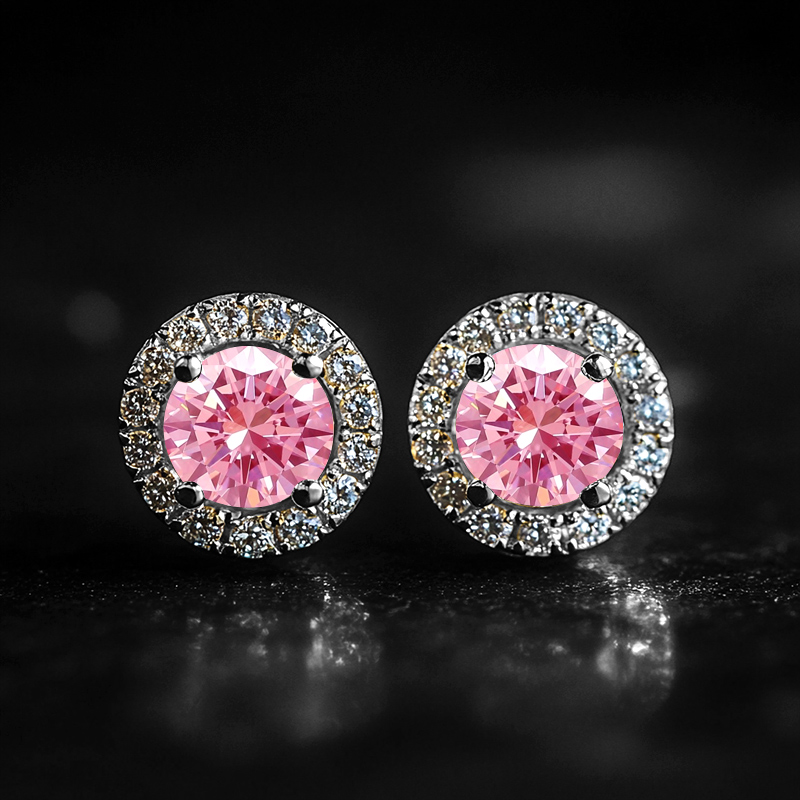 Brilliant Round Cut Halo Stud Earrings