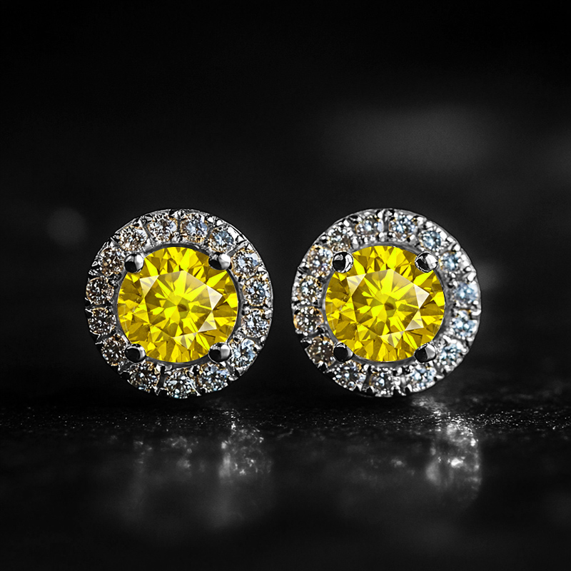 Brilliant Round Cut Halo Stud Earrings