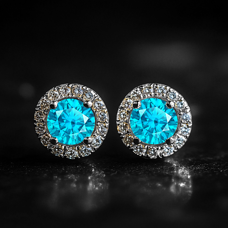 Brilliant Round Cut Halo Stud Earrings