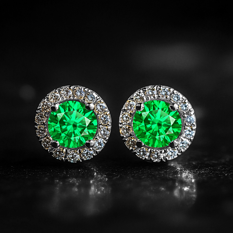 Brilliant Round Cut Halo Stud Earrings