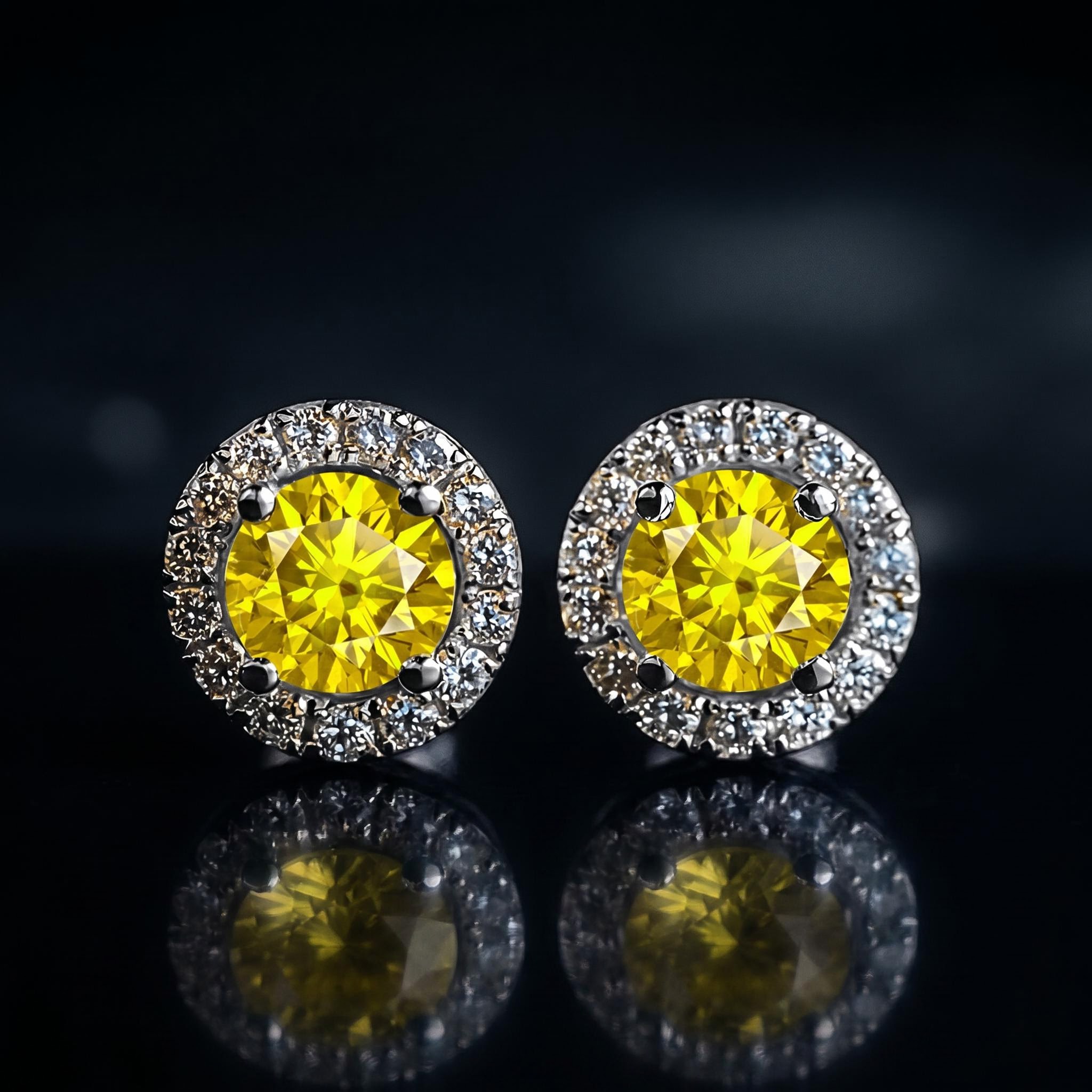 Brilliant Round Cut Halo Stud Earrings Brilliant Round Cut Halo Stud Earrings