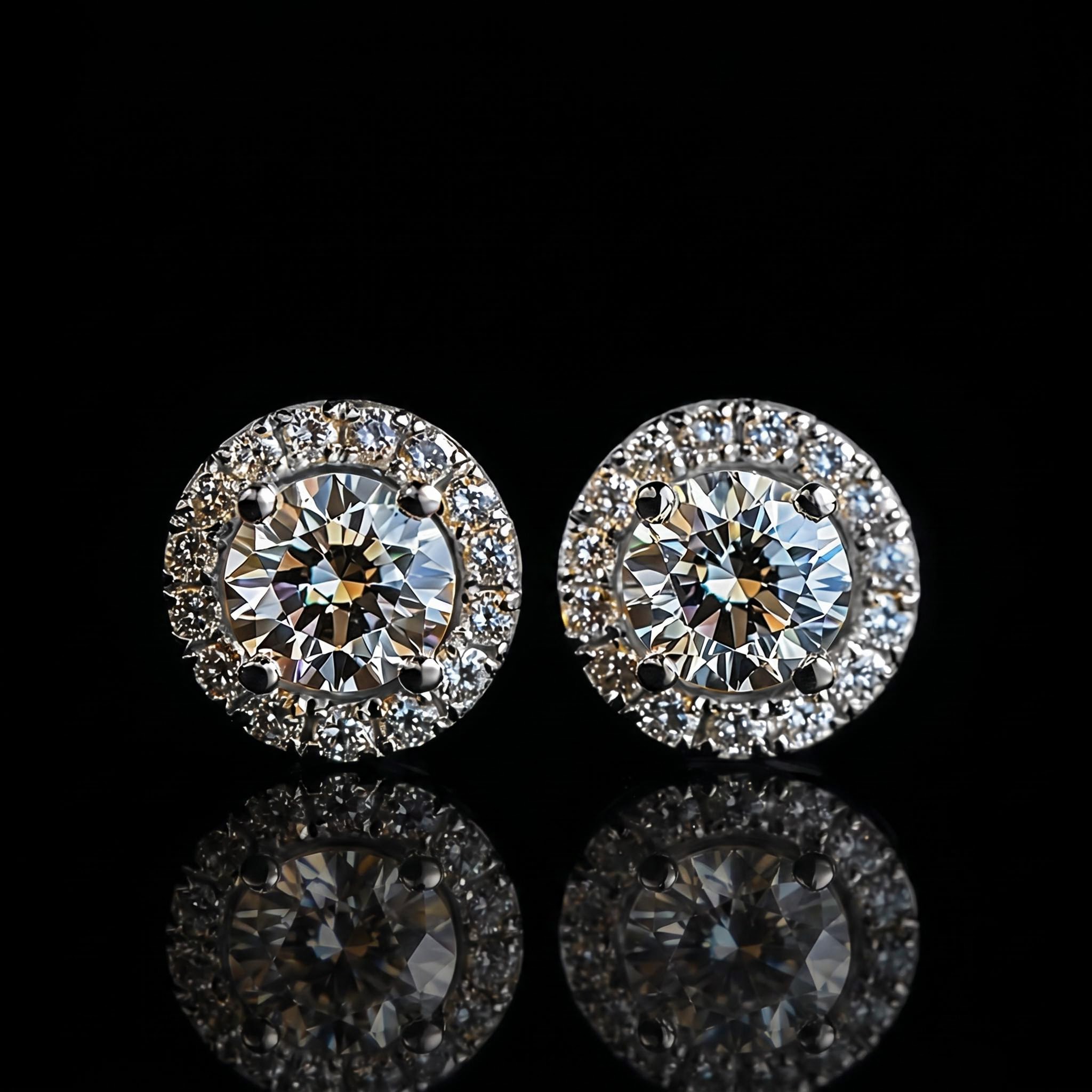 Brilliant Round Cut Halo Stud Earrings Brilliant Round Cut Halo Stud Earrings