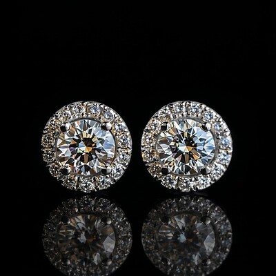 Brilliant Round Cut Halo Stud Earrings