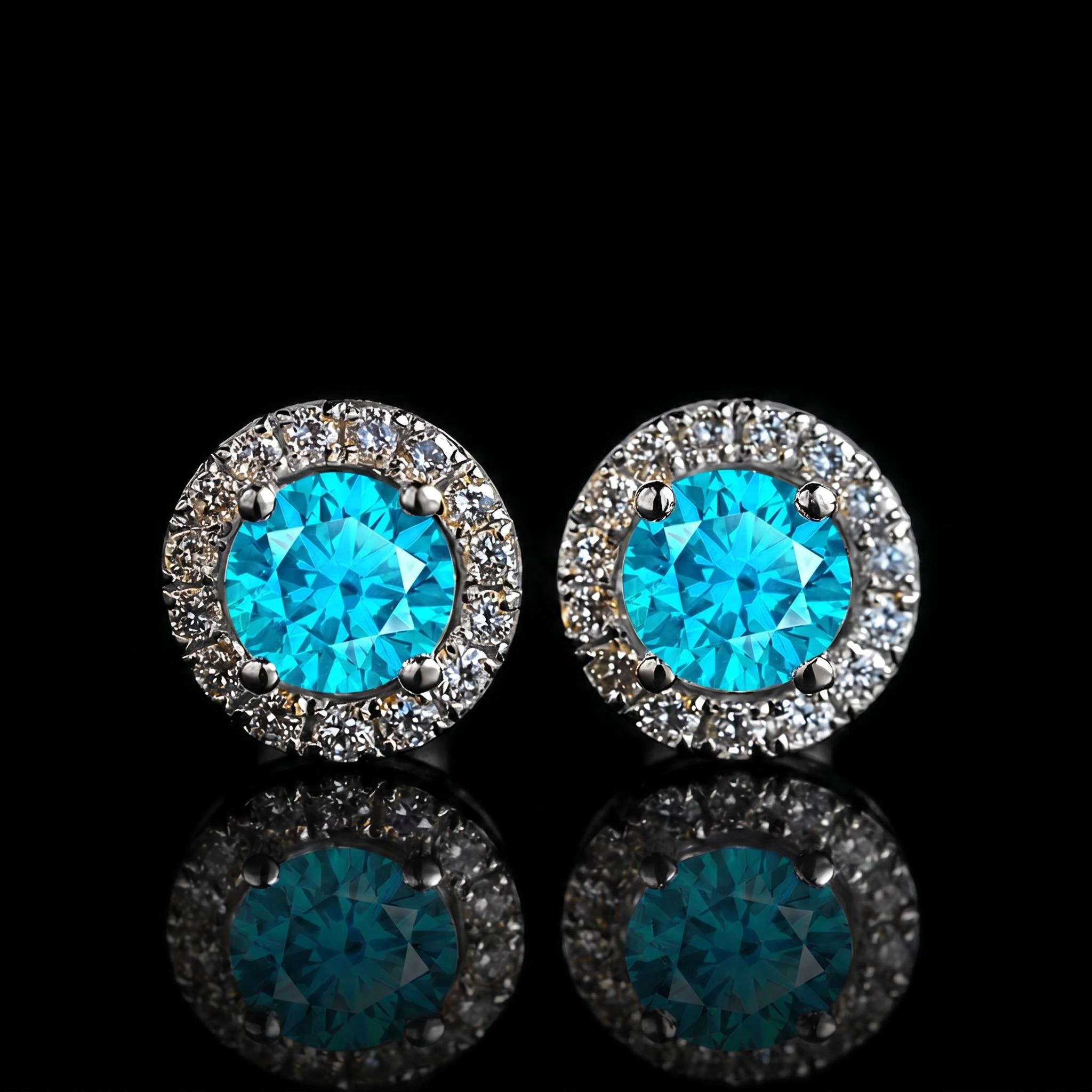 Brilliant Round Cut Halo Stud Earrings Brilliant Round Cut Halo Stud Earrings
