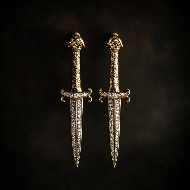 Iced Sword Stud Earrings