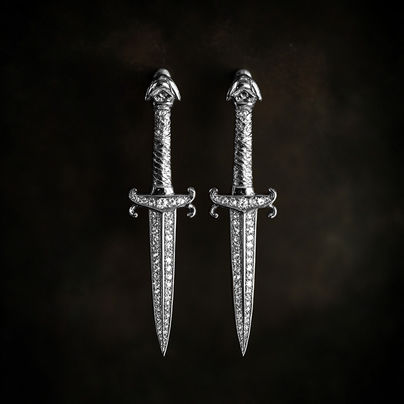 Iced Sword Stud Earrings