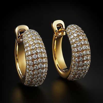 Micro Paved Diamonds Hoop Earrings