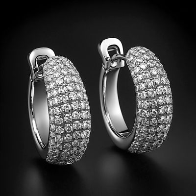 Micro Paved Diamonds Hoop Earrings