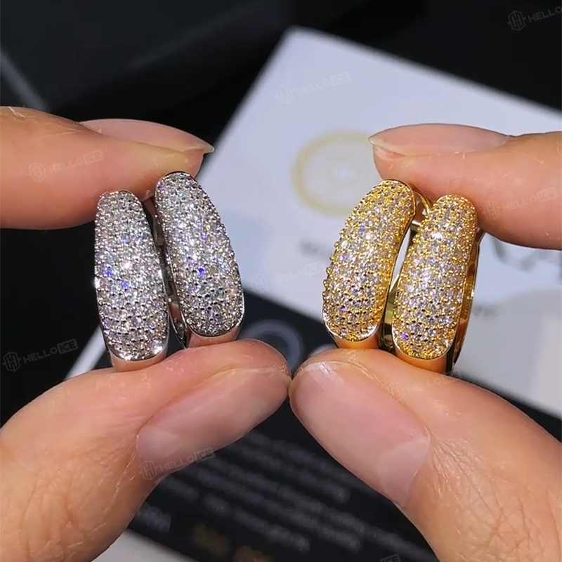Micro Paved Diamonds Hoop Earrings Micro Paved Diamonds Hoop Earrings