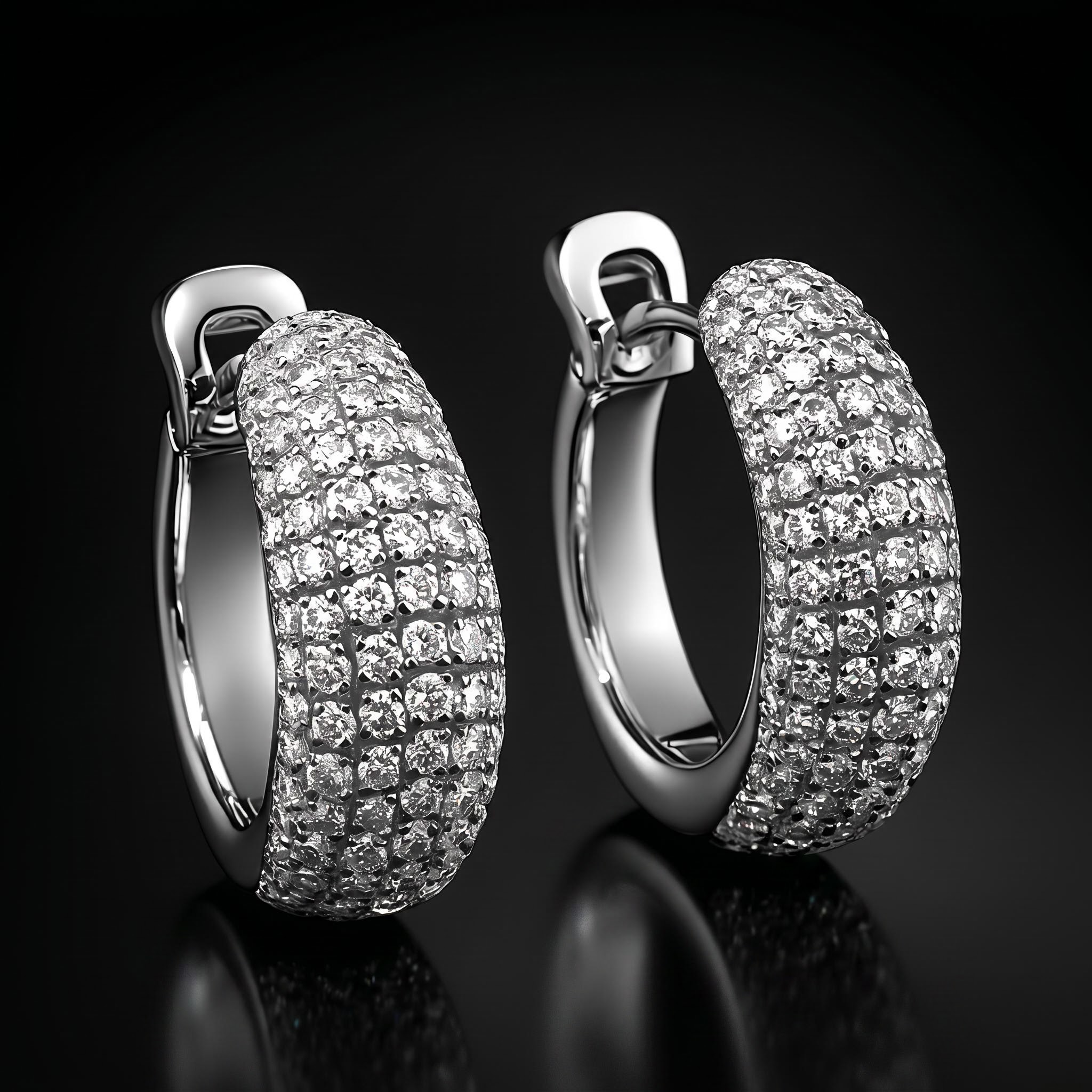 Micro Paved Diamonds Hoop Earrings Micro Paved Diamonds Hoop Earrings