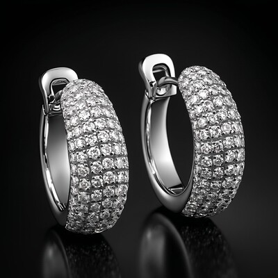 Micro Paved Diamonds Hoop Earrings
