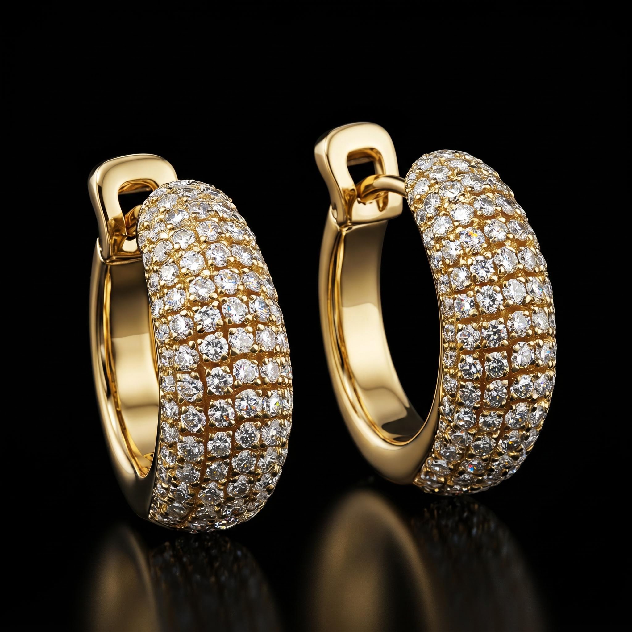 Micro Paved Diamonds Hoop Earrings Micro Paved Diamonds Hoop Earrings