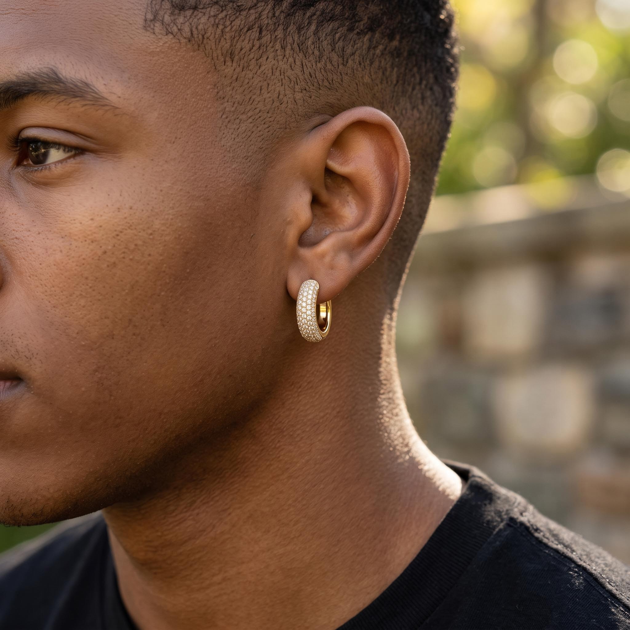 Micro Paved Diamonds Hoop Earrings