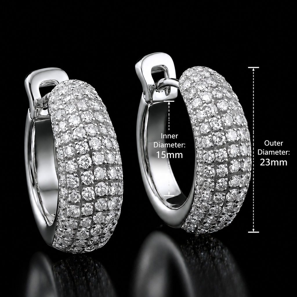 Micro Paved Diamonds Hoop Earrings