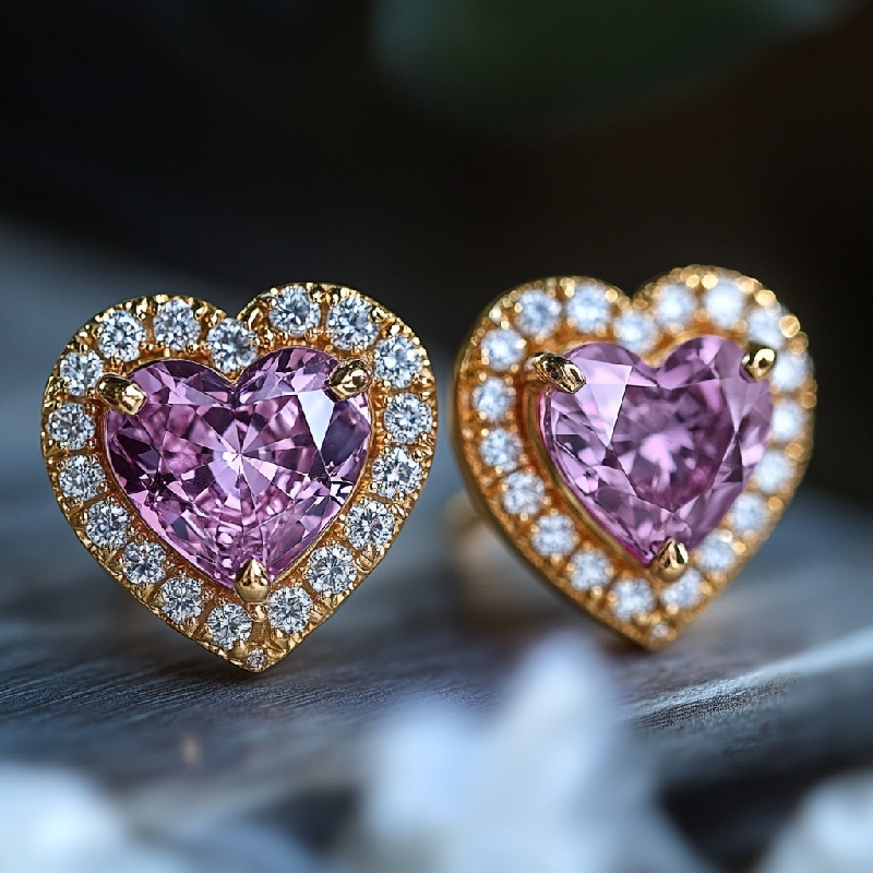 4Ct Heart-shaped Halo Stud Earrings