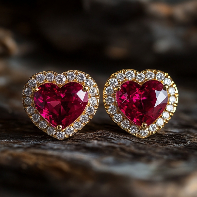 4Ct Heart-shaped Halo Stud Earrings