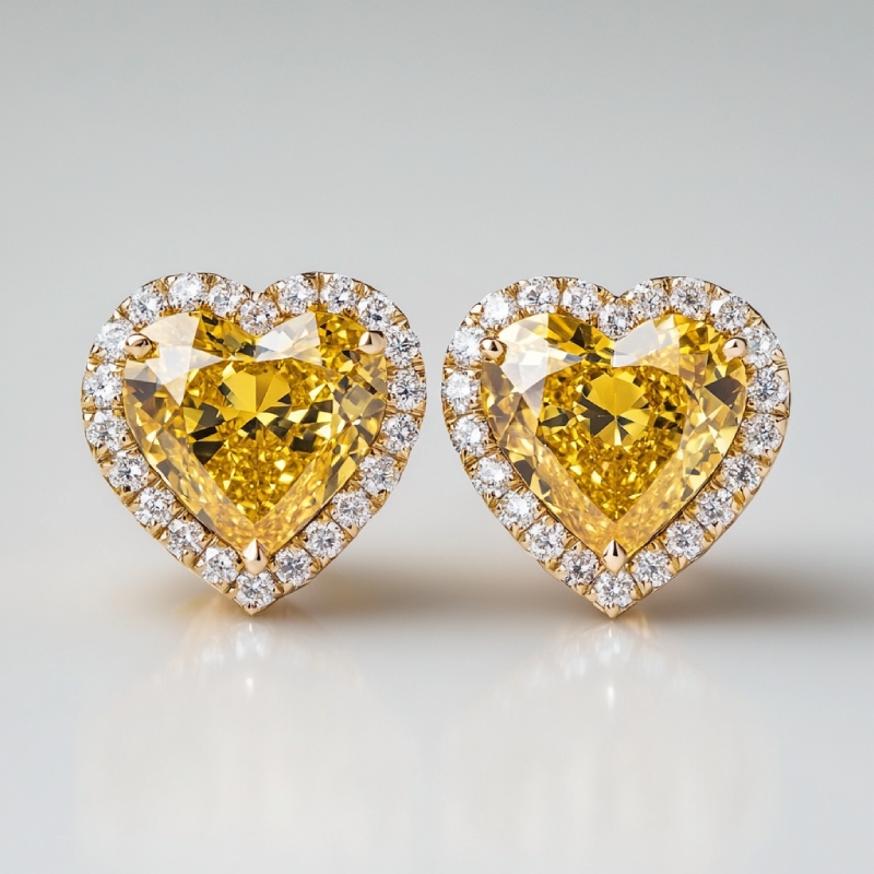 4Ct Heart-shaped Halo Stud Earrings