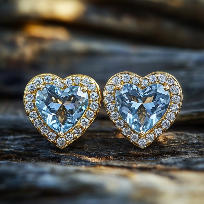 4Ct Heart-shaped Halo Stud Earrings