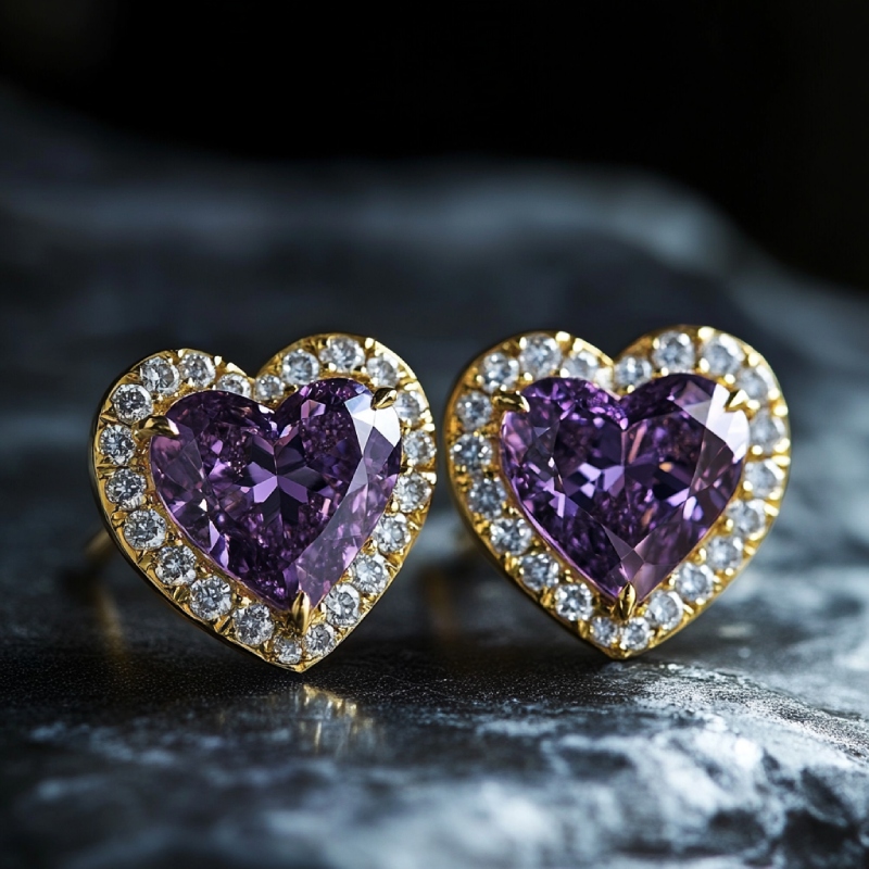 4Ct Heart-shaped Halo Stud Earrings