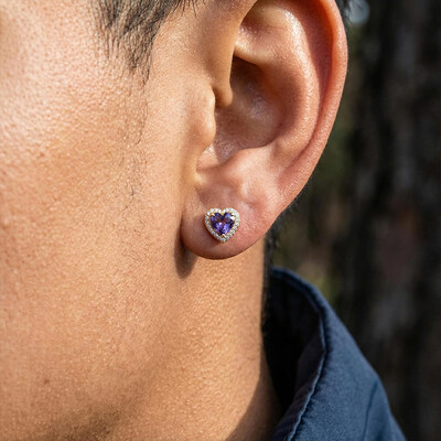 4Ct Heart-shaped Halo Stud Earrings