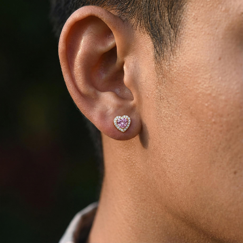4Ct Heart-shaped Halo Stud Earrings
