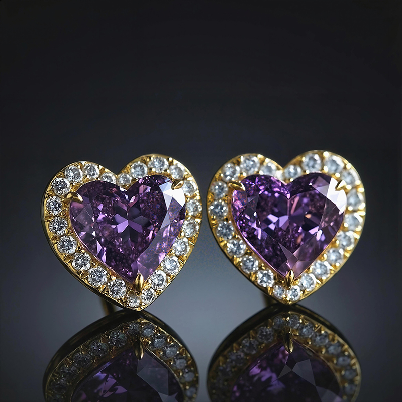4Ct Heart-shaped Halo Stud Earrings