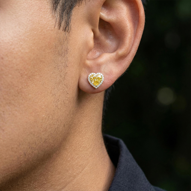 4Ct Heart-shaped Halo Stud Earrings