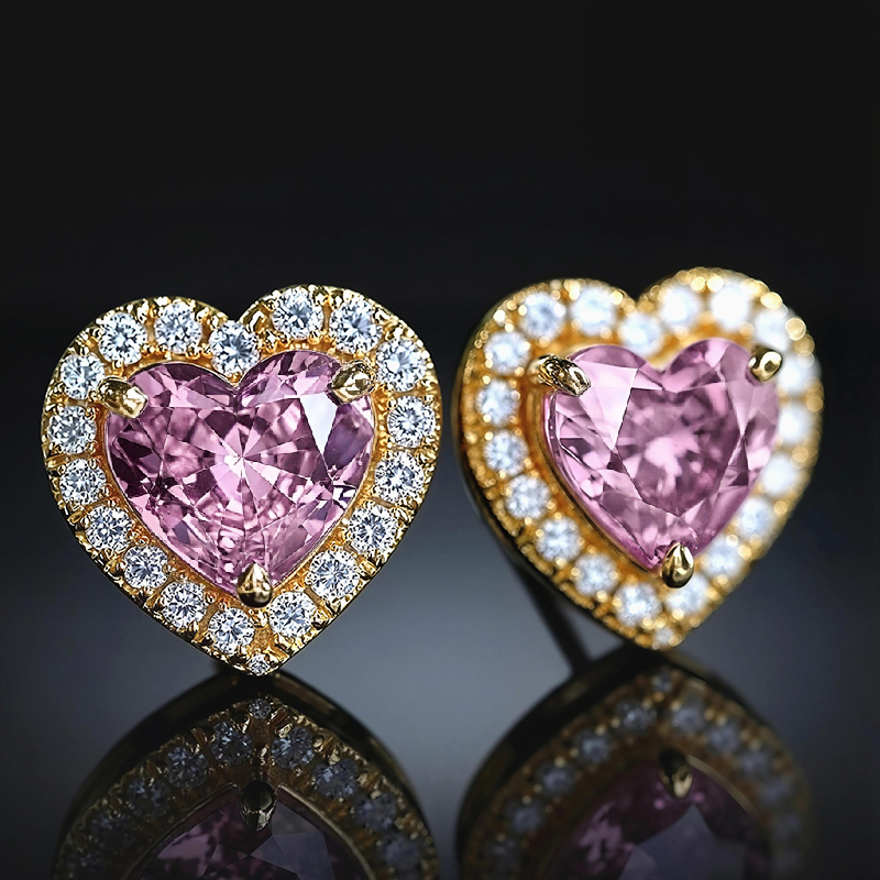 4Ct Heart-shaped Halo Stud Earrings