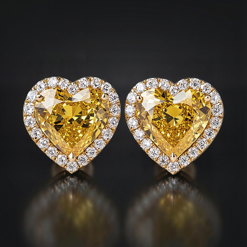4Ct Heart-shaped Halo Stud Earrings